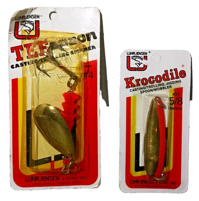 Lot Of 2 Vintage New Luhr Jensen Tee Spoon Spinner & Krocodile - Image 1 of 4