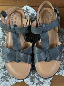 NWOT 7/38 Kork-Ease Ande Navy Blue Leather Platform Espadrille Wedge Sandal - Picture 1 of 10