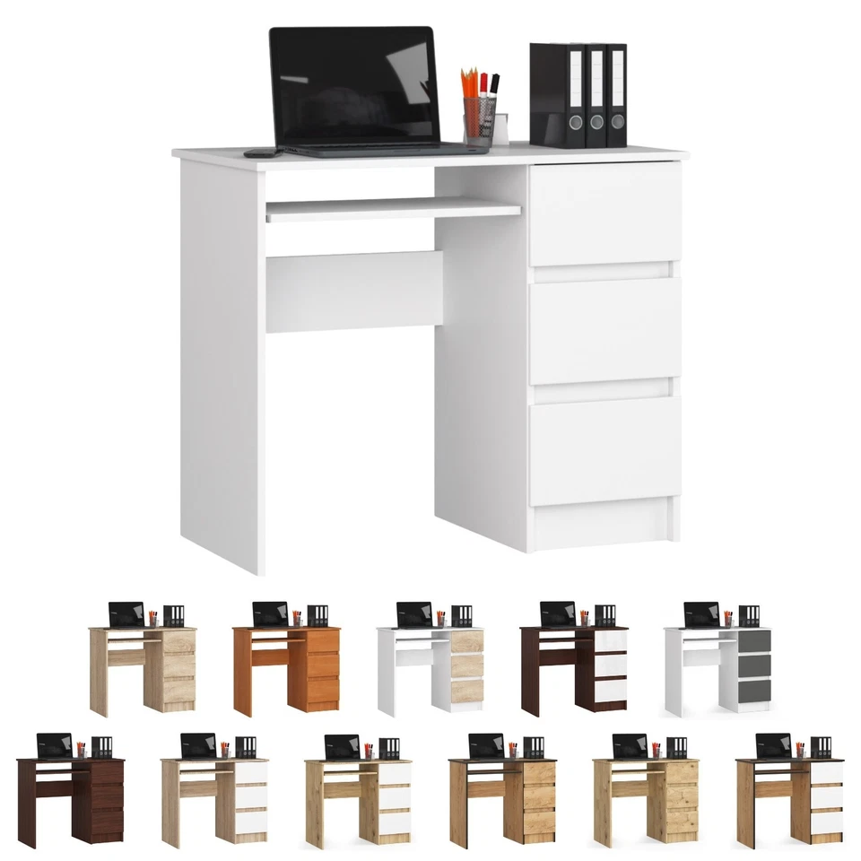 PC-Schreibtisch AKORD A6 rechts mit 3 Schubladen und 1 Ablagen B90xH77xT50 cm - Bild 1 von 1