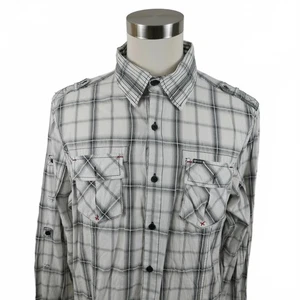 Sovereign Code Mens Cotton LS Button Down Black White Plaid Casual Shirt Size XL - Picture 1 of 12
