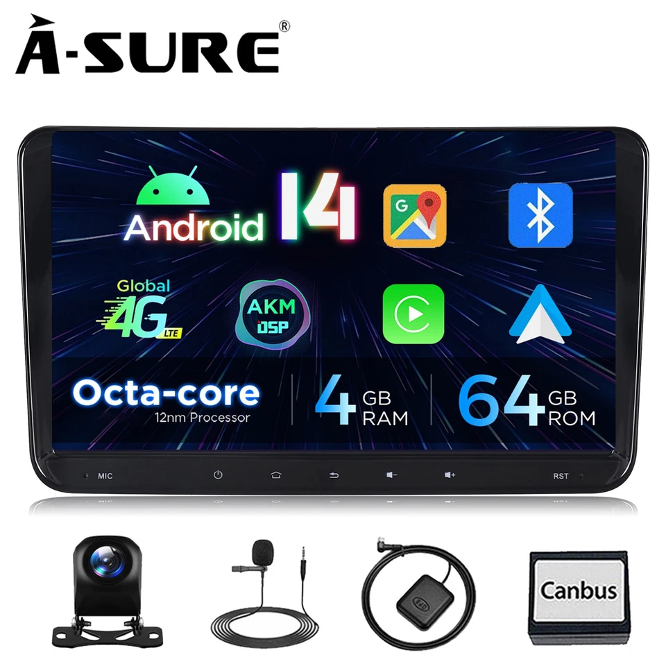 8-Core 4+64GB Android Autoradio CarPlay Navi KAM für VW Golf 5 6 Touran Polo EOS - Bild 1 von 4