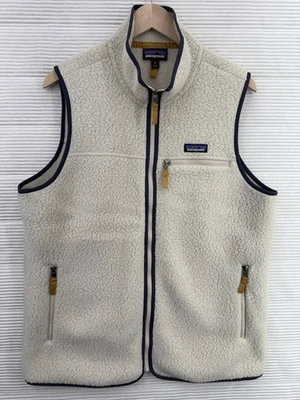 Patagonia Women’s Retro Pile Fleece Vest Cream With Blue Trim Size XL - Image 1 of 4