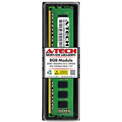 A-Tech 8GB PC3-14900E ECC Unbuffered DDR3 1866 MHz DIMM Server Memory RAM 1x 8G - Image 1 of 4