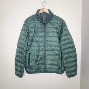 Tumi Pax Down Jacket Men's Large Green Gray Reversible Down Filled Puffer - Picture 1 of 12