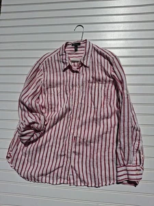 Blusa Camisa Ralph Lauren Mujer 100% Lino Abotonada Roja Vertical Rayas Pestaña Sl - Imagen 1 de 18