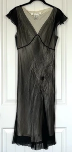 90’s Y2K Black Silk Bias Cut Slip Dress Small Midi Whimsigoth Ethereal Studio M - Picture 1 of 22
