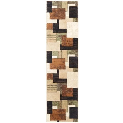 Tribeca Mason Runner Area Rug 1'9x7'2, Abstract Brown/Green - Image 1 of 4