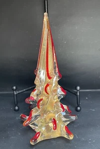 Albero di Natale in Vetro di Murano 10" - Rosso, Oro, Trasparente - Foto 1 di 8