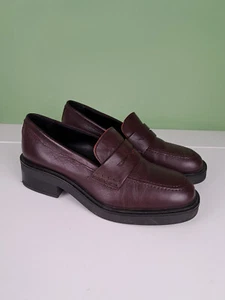 Mocassini grossi DUNE bordeaux/marrone punta quadrata taglia 40 UK 7 - Foto 1 di 8