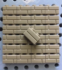 Lego Dark Tan Sand Yellow 1x2 Bricks Modified w/ Masonry Profile Wall 25pc Decor - Picture 1 of 2