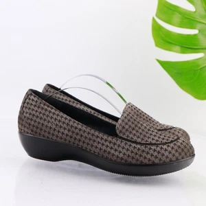 Dansko Womens Debra Loafer Size 39 8.5 Gray Black Suede Houndstooth Plaid Shoe - Picture 1 of 13