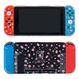 Clear Case for Nintendo Switch Glitter Sakura Protective Case & 2PCS Thumb Grips - Picture 1 of 6