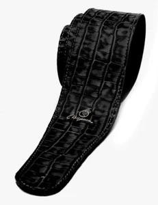Magma Leathers 2.52" Delux Argentinean Leather Guitar Strap Crocodrile Black (07 - Picture 1 of 1