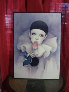 Mira Fujita Sad Rose Pierrot Love 39"× 27" Michel Oks 1982 USA Scandecor Poster - Picture 1 of 23