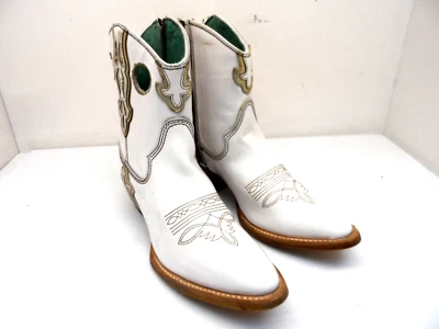 Botín para mujer Corral C3898 bordado punta blanco dorado talla 7M Foto 1 de 4