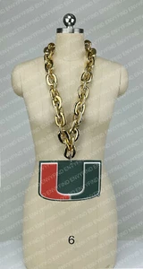 New NCAA MIAMI HURRICANES Big Fan Chain GOLD Necklace with Foam LOGO MI USA - Picture 1 of 3