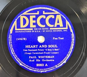 PAUL WHITEMAN HEART AND SOUL / WHILE A CIGARETTE WAS BURNING 78 RPM DECCA - Picture 1 of 2