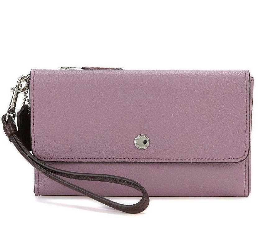 Coach Colorblock Triple Small Wristlet in Pebble Leather Jasmine Multi 29911