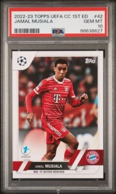 JAMAL MUSIALA * PSA 10 *POP 2* 2022-23 TOPPS UEFA 1st EDITION #42 BAYERN MUNICH - Image 1 of 4