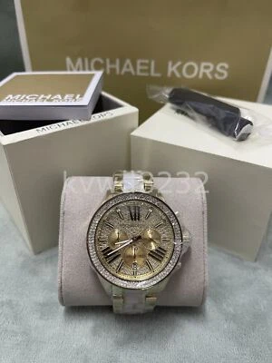 Michael Kors MK6157 Wren 42mm Gold Tone Crystal Chronograph Quartz Women's Watch - Image 1 of 3