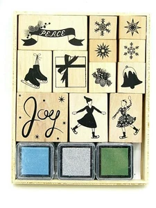 Martha Stewart Frosty Elegance Holz Stempel Set Winter Urlaub - Bild 1 von 2