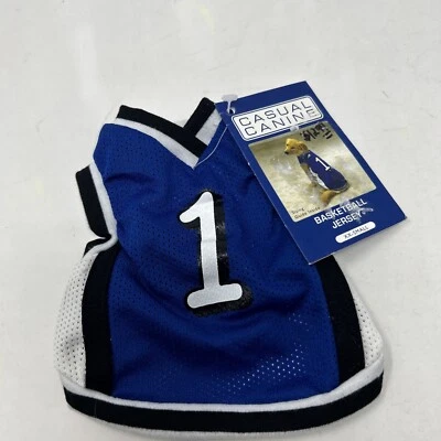 Casual Canine  Basket Ball Jersey # 1 Blue And White Size XX-Small - Image 1 of 4