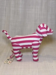 New Victoria's Secret Pink Plush Dog - White Striped "Vote Pink" Stuffed Animal - Picture 1 of 7