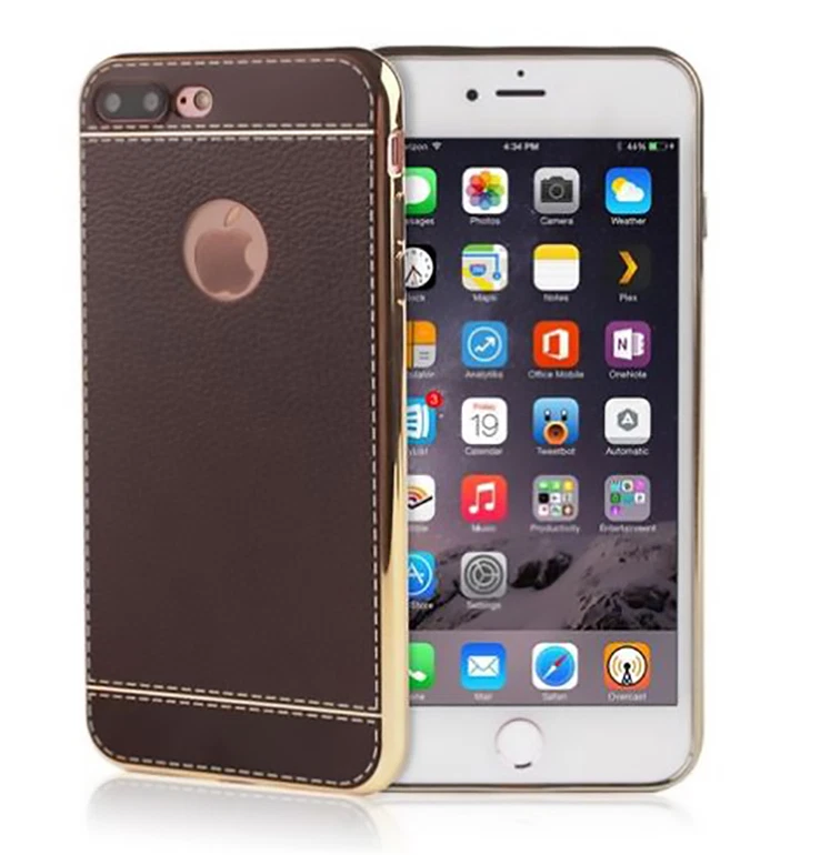Apple IPHONE 7 PLUS Cromo Dorado con Café Estuche para Teléfono Celular Gel Fusible 360 Protección Foto 1 de 1