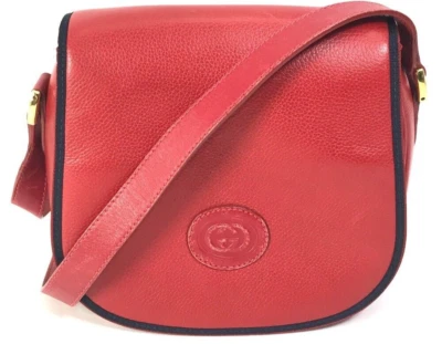 Bolso de Hombro Gucci Logo Entrelazado G Cuero Para Hombre Rojo 007.261.0107 Foto 1 de 4
