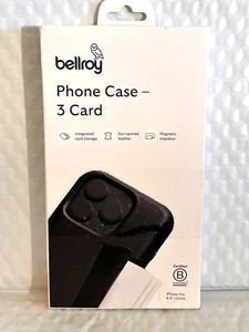 Bellroy - Funda de cuero para teléfono iPhone 16 Pro Max - con compartimento para 3 tarjetas - Negra - Imagen 1 de 12