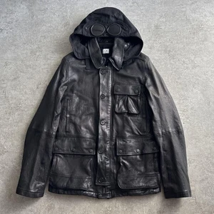 CP Company 46 Arcive Goggles Leather Jacket Black #PFDY18 - Picture 1 of 10