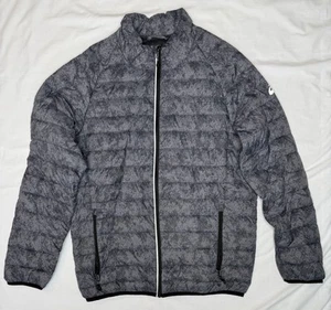 ASICS Jacket Men Large Grey Lightweight Down Puffer Reflective Walk Hike AOP - Picture 1 of 17
