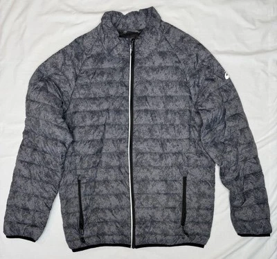 ASICS Jacket Men Large Grey Lightweight Down Puffer Reflective Walk Hike AOP - Image 1 of 4
