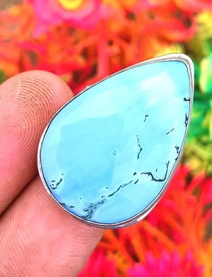 Anillo Ajustable Ópalo Azul Chapado en Plata de Ley 925 Piedras Preciosas Joyería Regalo Foto 1 de 2