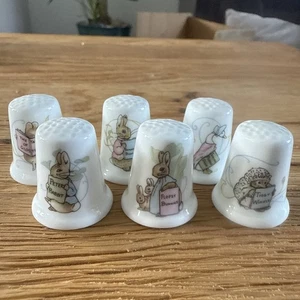 The Beatrix Potter Thimbles By Wedgwood - 6 Ceramic Thimble Collection - Picture 1 of 10