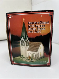 Vintage 1983 Country Chapel Miniature Music Light Creepy Cemetery Set Up - Picture 1 of 24