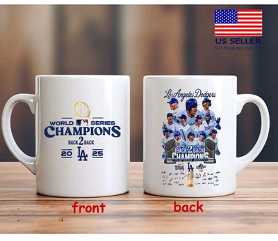 Dodgers 2025 World Series Champions Back 2 Back Signatures Coffee Mug - Image 1 of 3