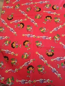Vtg Cotton Fabric 2004 Dora the Explorer Christmas Fabric Crafts Quilts 44 x 44 - Picture 1 of 7
