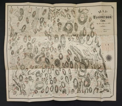 1883 antique WOODSTOCK CT large foldout MAP linen backed by John S Lester 25x28 - Image 1 of 4