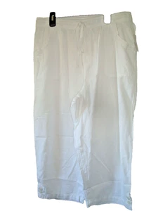 Ladies Cropped Pants White Size Large Sheeting New - Picture 1 of 2