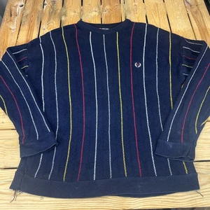 Vintage Chaps Ralph Lauren Sweater Navy Multicolor Stripe Men’s Size L USA Made - Picture 1 of 8