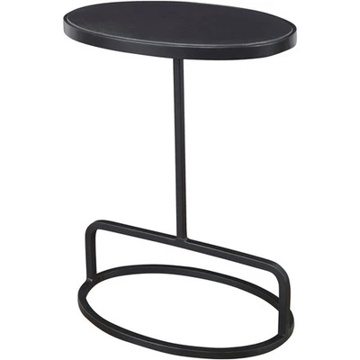 Uttermost 25207 Jessenia 23 X 18 inch Black Marble and Satin Black Accent Table - Image 1 of 4