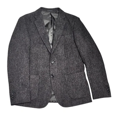 UNIQLO Men Herringbone Tweed Blazer Dark Gray Sz XS Wool Blend Sport Coat Winter - Image 1 of 4