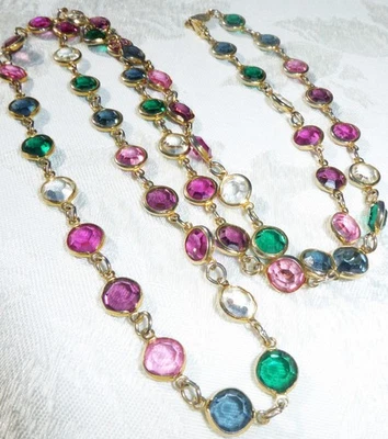 BEAUTIFUL COLORFUL SWAROVSKI CRYSTAL BEADED SIGNED NECKLACE 34" GREAT ON - Image 1 of 4
