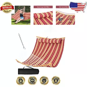 Large Two-Person Red Striped Hammock - Durable & Comfortable Outdoor Relaxation - Picture 1 of 9