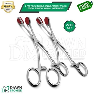 2 Piezas Pinzas de Incautación de Lengua Joven 7" Instrumentos Médicos Quirúrgicos Orales Dentales - Imagen 1 de 8