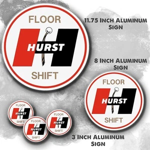 Muscle Car Floor Shifter by Hurst Full Color Design Aluminum Circle Signs - Picture 1 of 4