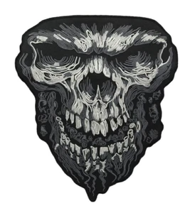 Skull Iron-on & Sew-on Back Patch | Grim Reaper Motorcycle Club Biker Gang Logo - Picture 1 of 4