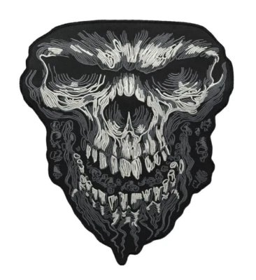 Skull Iron-on & Sew-on Back Patch | Grim Reaper Motorcycle Club Biker Gang Logo - Image 1 of 4