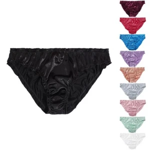 Women's Sexy Satin Panties Frill Trim Satin Underwear Low Waist Briefs Panty AU - Picture 1 of 21